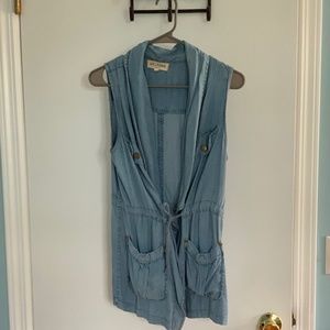 Sleeveless Soft Denim Caridigan